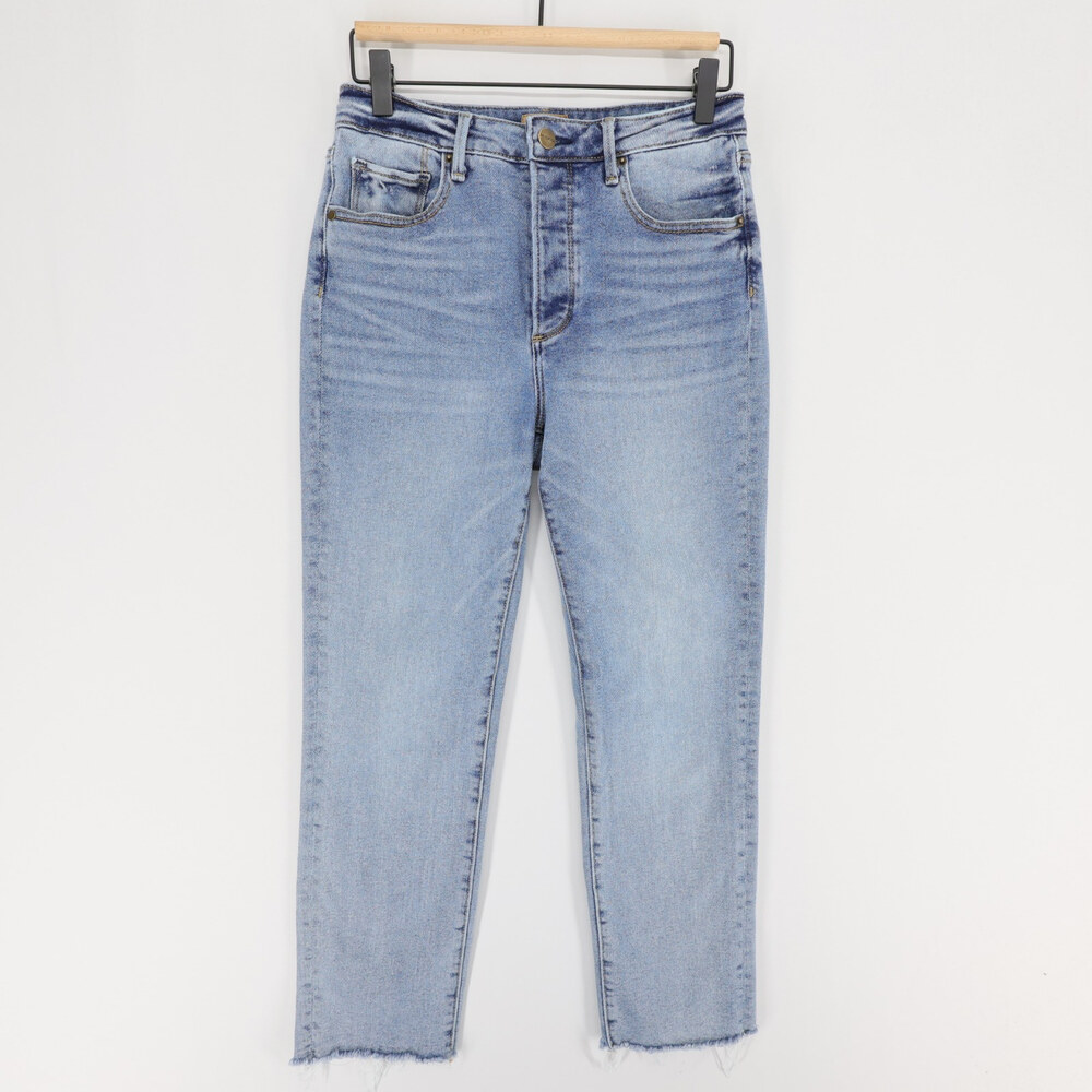 Driftwood Meg Jeans Womens 25 Blue High Rise Button Fly Raw Hem Ankle Crop